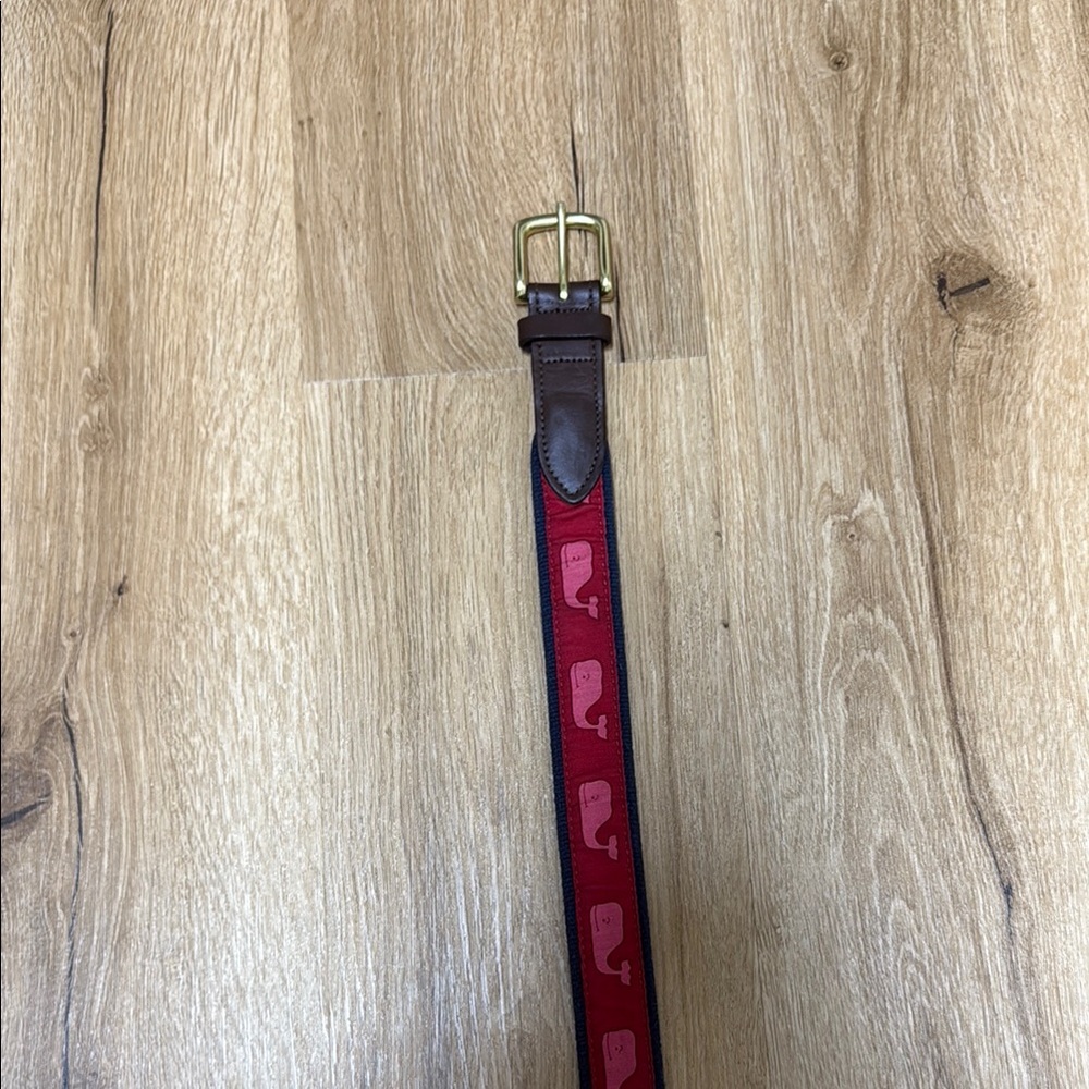 Red and Brown Belt with Gold Buckle